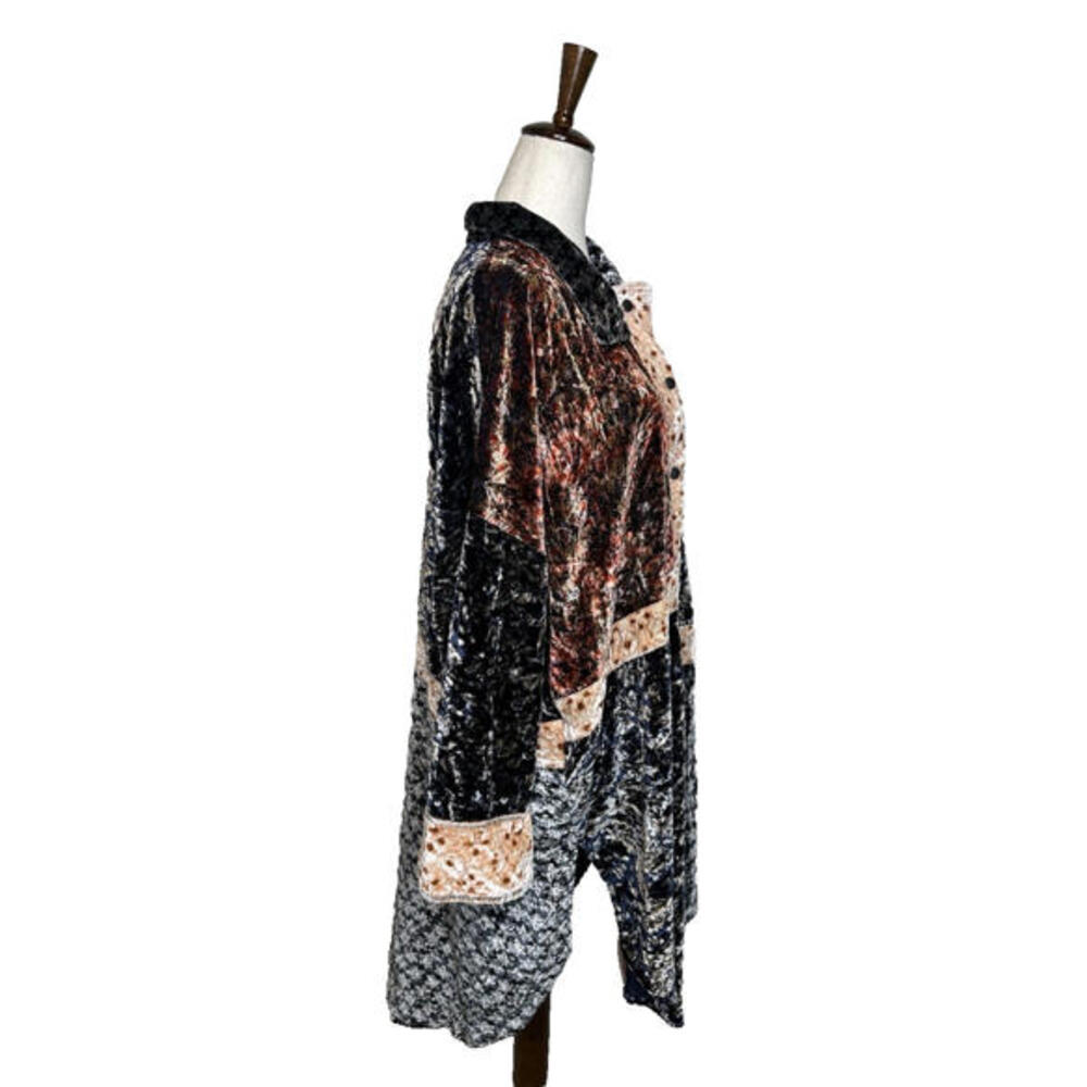 Free People We The Free Vancouver Velvet Buttondown Shacket Jacket Patchwork XS - Picture 5 of 8